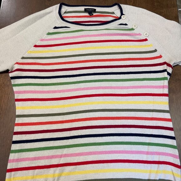 Talbots Striped Sweater Women's Size Medium Multicolored Nylon, Lambswool - Picture 8 of 13